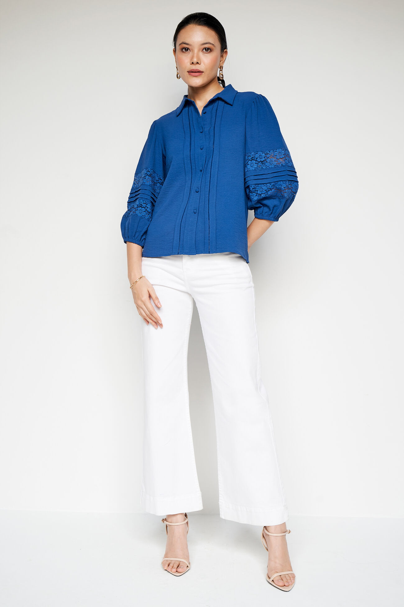 Eve Solid Straight Top, Navy Blue, image 2